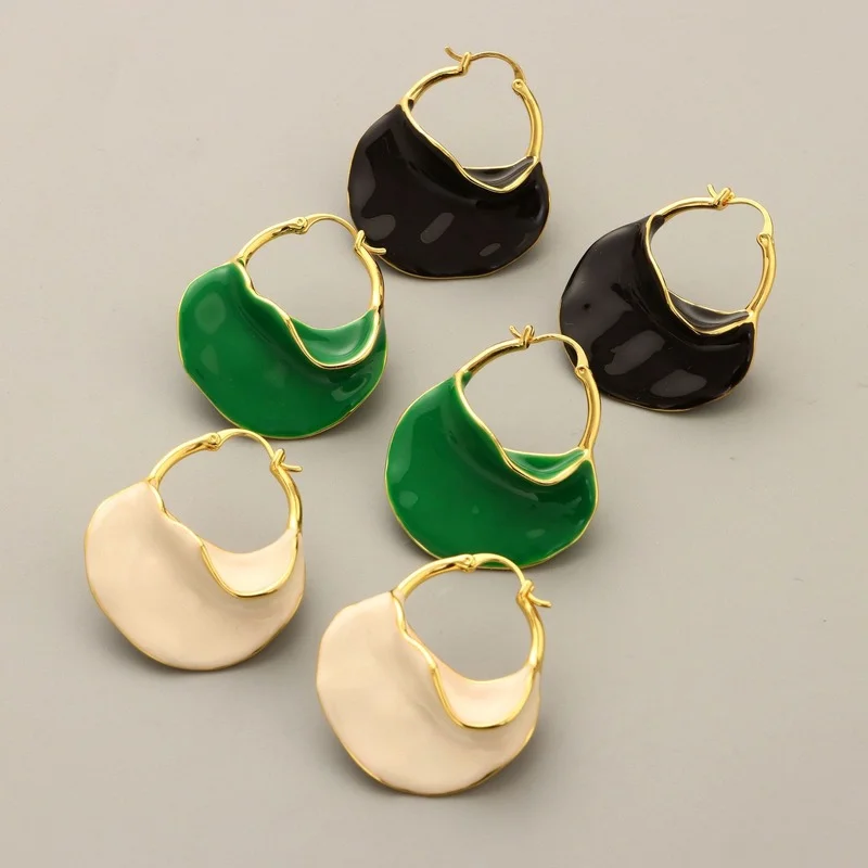 

LONDANY earrings 2022 new fashion simple temperament bag shape enamel drop glaze earrings