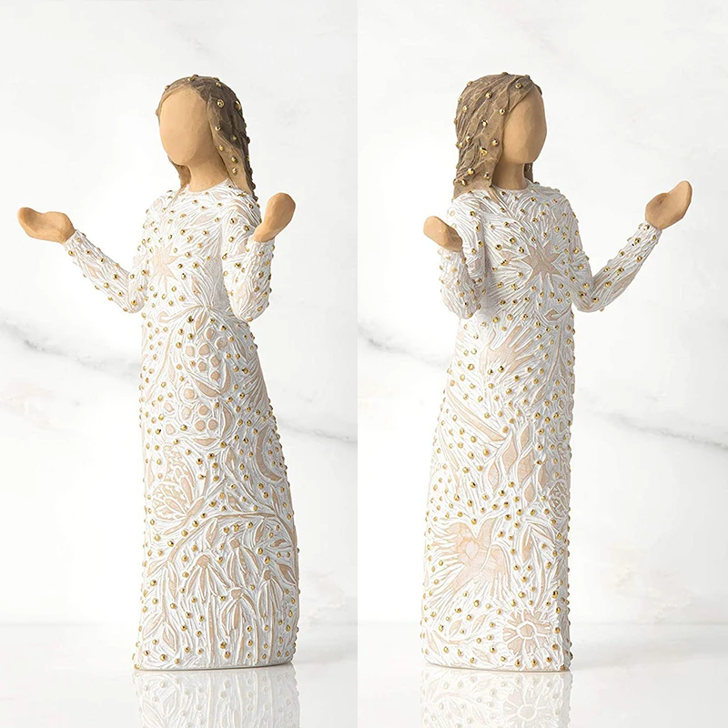 

Memorable Blessing Sculpted Angel Office Celebrating Hand Painted Resin Statue For Home Office Desktop Ornament Collection