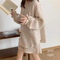 ins women pajamas printing long sleeve shorts loose nightgown korean chic comfortable summer new 2 piece set sleepwear