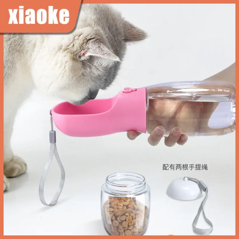 

Leak-proof Water Dispenser Portable Dual Pet Drinker 330ml/550 Ml With 100 G Food Container Dogs Feeder Large Capacity Suitable