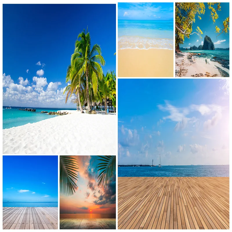 ZHISUXI Summer Tropical Palms Tree Sea Beach Photo Background Scenic Photography Backdrop Photocall Studio 21414XHF-07