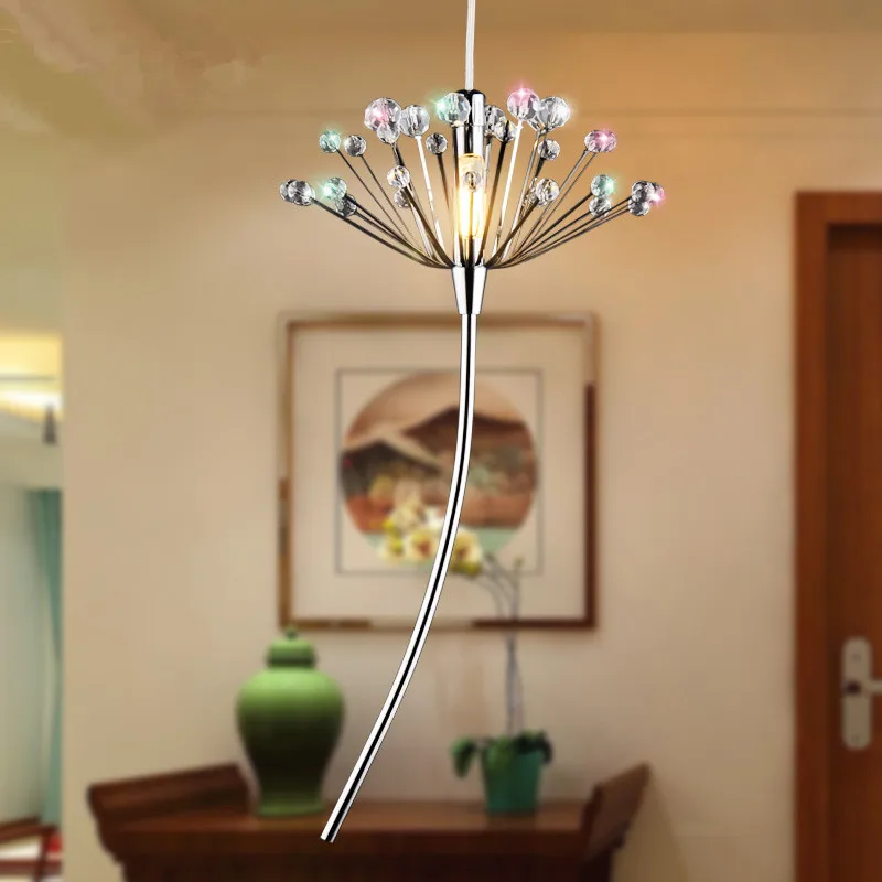 24V Safe Modern LED Floor Lamps for Bedroom Lighting Fixtures Crystal Ball pendant Silver G4 LED Dandelion Chandelier light