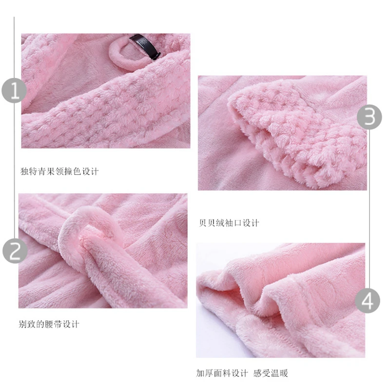 NEW Long Plus Size Winter Warm Coral Fleece Bathrobe Women Men Flannel Kimono Bath Robe Bridesmaid Dressing Gown Wedding Nightie