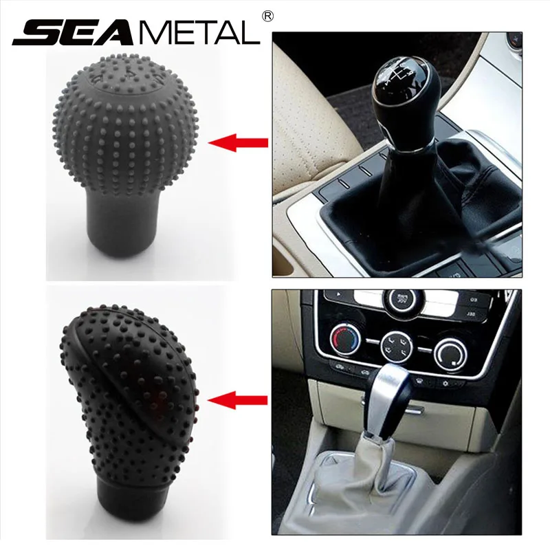 SEAMETAL Car Gear Shift Cover Silica Gel Anti Slip Parking Brake Handle Cover Universal for Automatic/Manual Vehicles