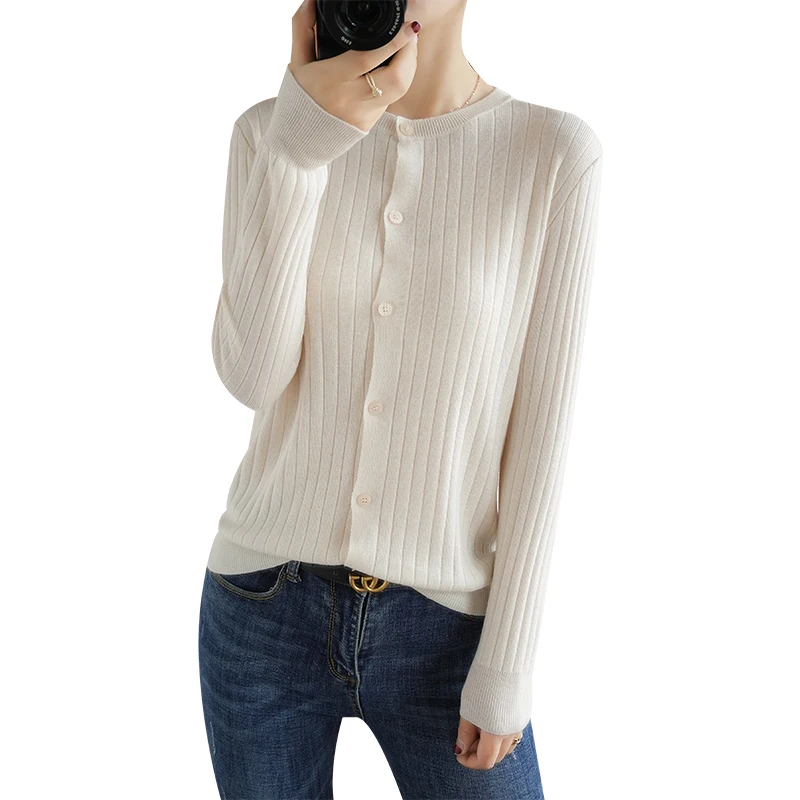 

2020 Autumn and Winter New Cashmere wool Soft Single Breasted Cardigan O-Collar Sweaters Fashion Comfortable Soft