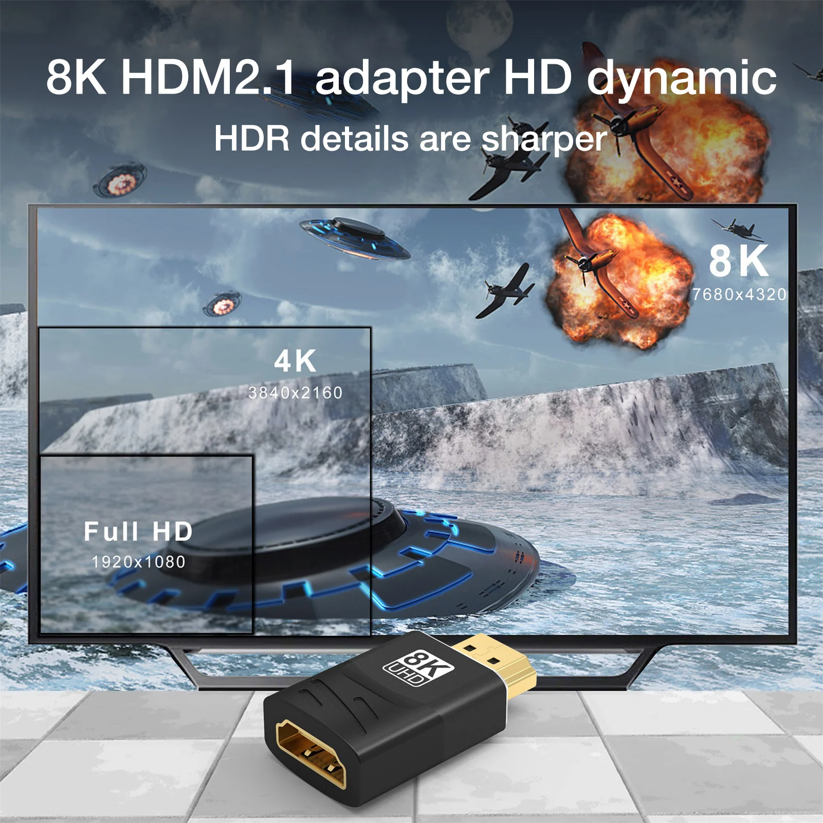 Фото Кабель-адаптер с дисплеем 8K и адаптером высокой четкости порты Sup 1080P Full HD 3D Ethernet Кабель-адаптер с дисплеем 8K и адаптером высокой четкости порты Sup 1080P Full HD 3D Ethernet