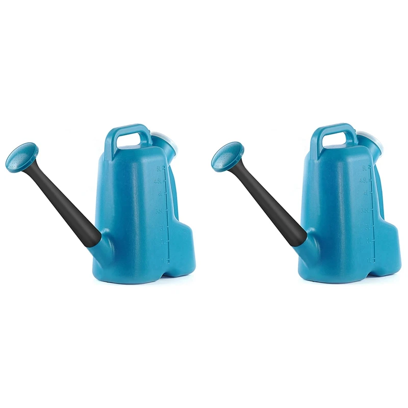 

2X Watering Can Outdoor,1.5 Gallon Watering Can With Sprinkler Head, Long Spout Blue