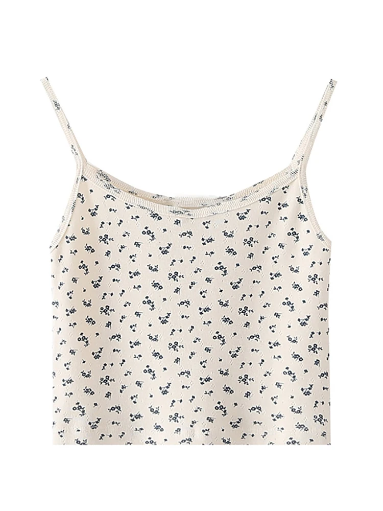 

Y2k Girls Bomb Short Floral Tank Tops 2022 Summer Fashion Ladies Slim Streetwear Tops Chic Cotton Knitted Camis Women