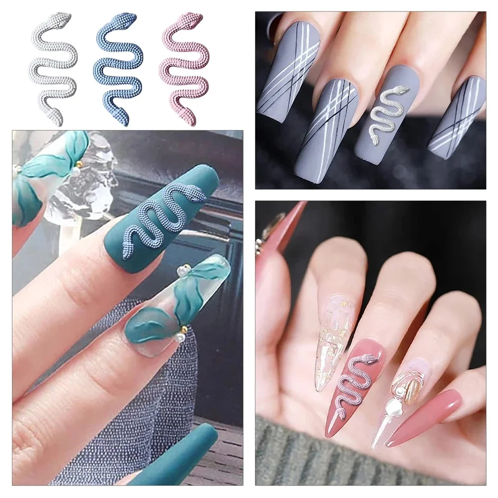 

10pcs 9*20mm Colorful Snake Nail Jewelry Parts 3D Fluorescent Color Spray Paint Charms Summer Candy Frosted Texture Accessories