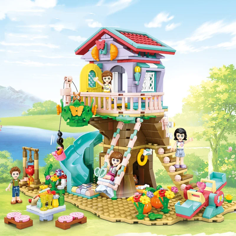 

Sembo джунгли Кемпинг дом на дереве Летняя Вечеринка игровая площадка комплекты света для девочек Сборка строительные блоки игрушки подарки ...