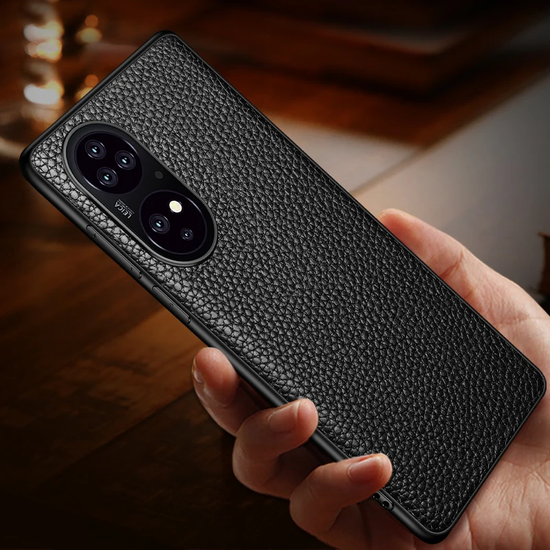 

Luxury Litchi Texture Genuine Leather Cover Case For Huawei P50 Phone Bags Fundas Coque Anti-knock P50 Pro