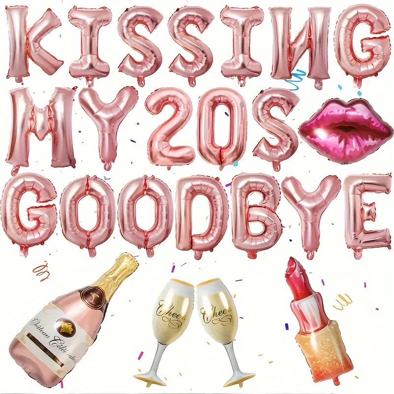 Фото Набор воздушных шаров «Kiss My 20s» из алюминиевой пленки, цвет розовое золото №1