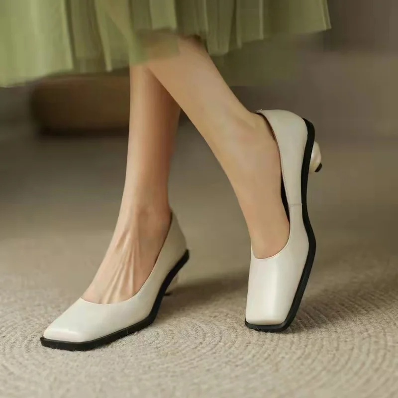 

Туфли-лодочки женские из лакированной кожи, квадратный носок, без застежки, на необычном высоком каблуке, пикантные свадебные туфли-лодочки