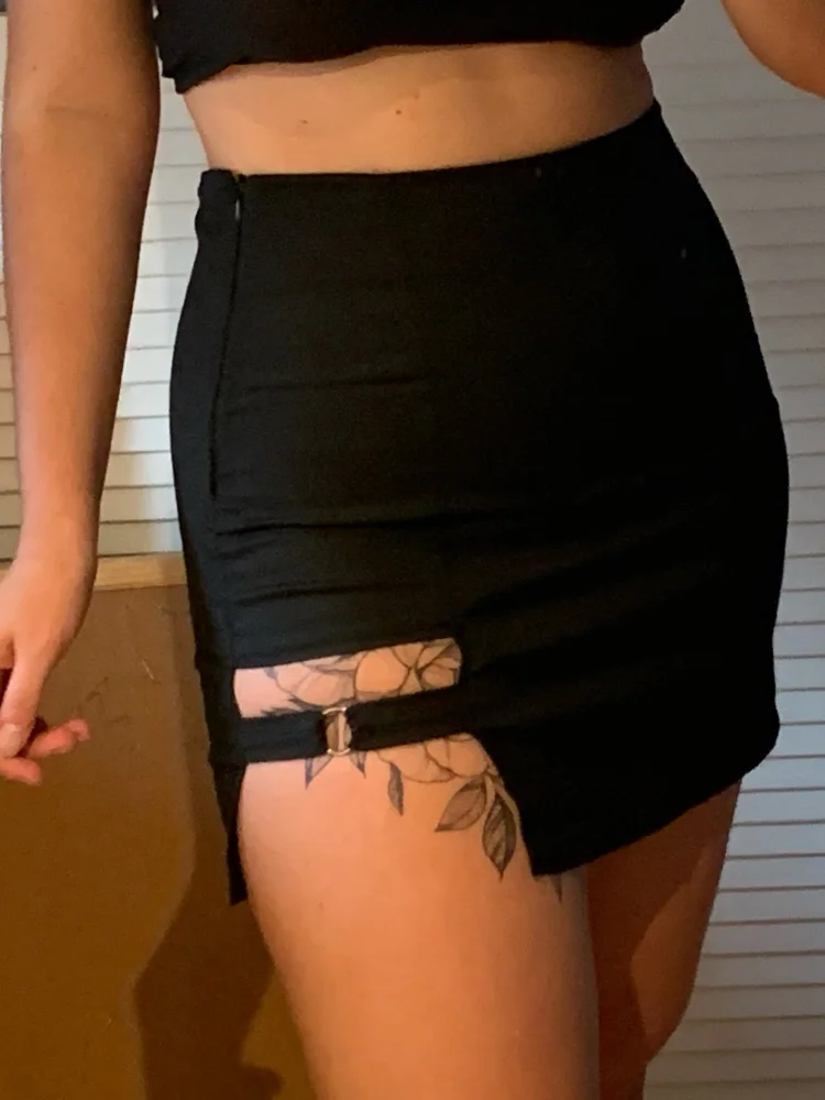 Черные юбки-карандаш в Корейском стиле с асимметричным подолом