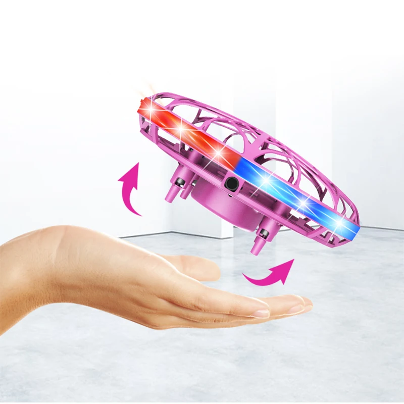 12cm Mini Colorful UFO Drone With LED Light Gesture Sensing Pocket Portable Quadcopter Model Electric drohne Toys for children - купить по