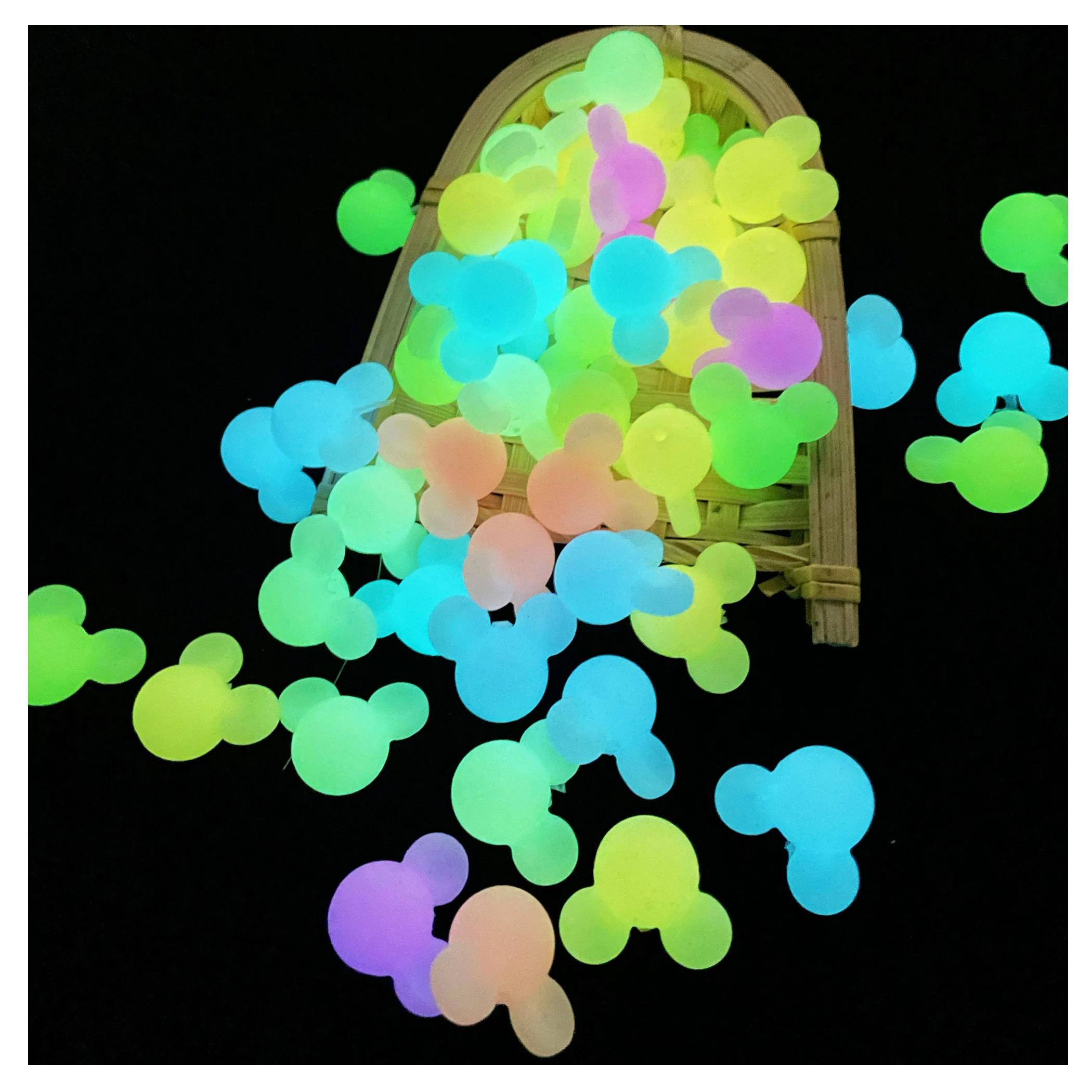 

10pcs Mickey Luminous Silicone Beads Glow in The Dark Balls for Bracelet Necklaces Marking DIY Chewable Colorful For Kids