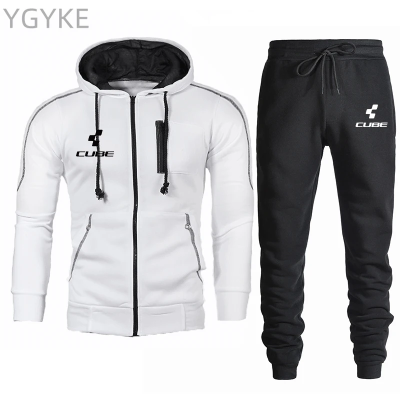 

2022 Fall/Winter Men's Jacket Set CUBE Brand Sweatshirt Casual Hooded Warm Cardigan Zipper Fashion Coat Set