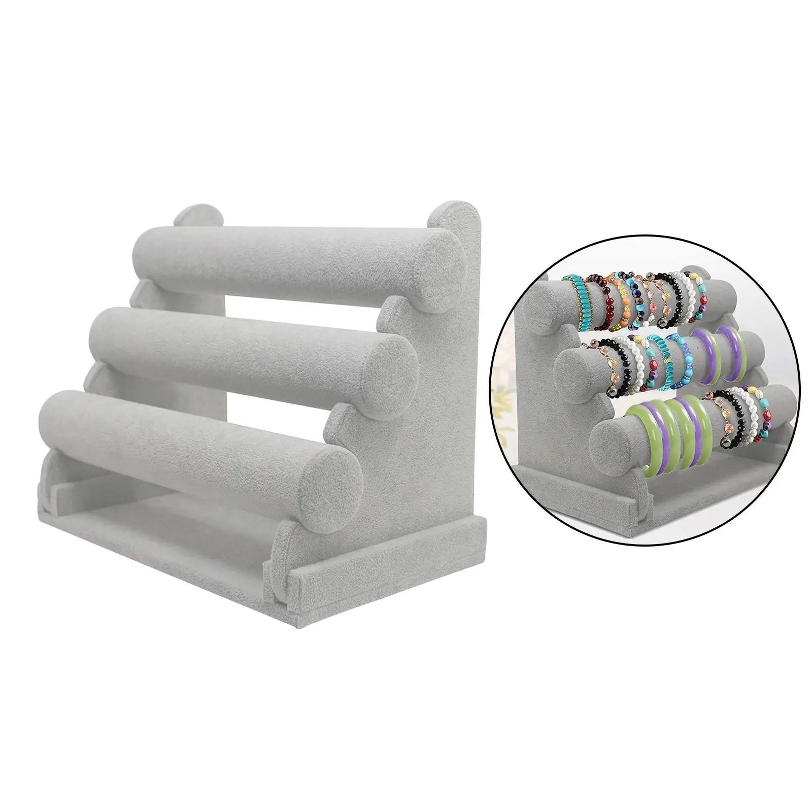 

3-Tier Velvet Jewelry Bracelet Watch Display Holder Stand Organizer