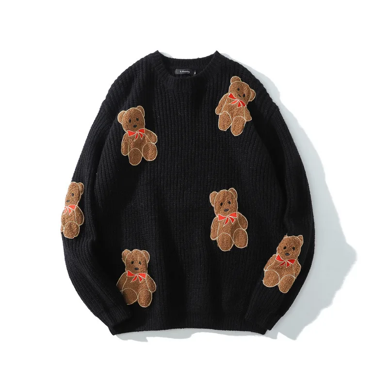 

Cartoon Fluffy Bear O-neck Pullovers Fashion Harajuku Vintage Sweatshirts Women Fashion Chic Tops Couple Clothing Ins Streetwear