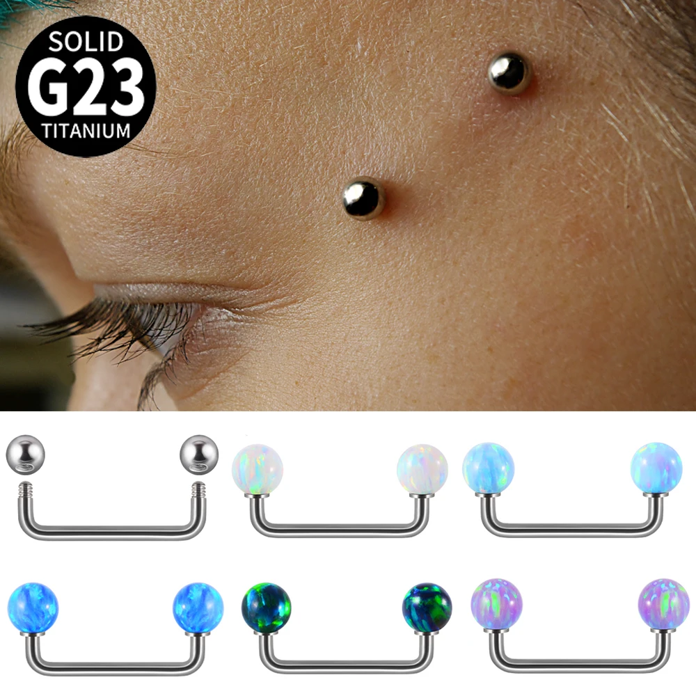 Piercing de Surface en titane G23, 8mm-14mm, Double boule, agrafe, haltère, opale, Micro ancres cutanées, barre, bijoux, 1 pièce