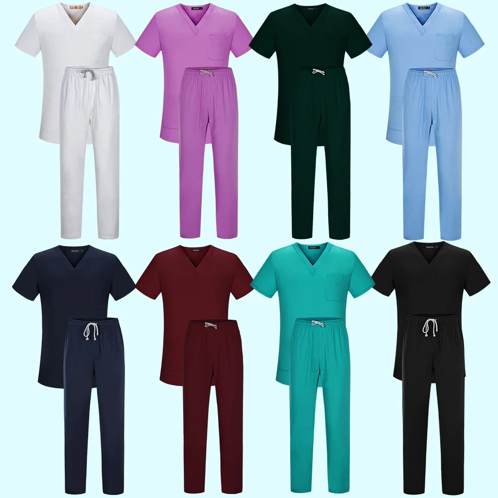 

High Quality Spa Uniforms Unisex V-Neck Work Clothes Pet Grooming Institutions Set Beauty Salon Clothes Scrubs Clothes
