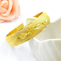 15mm thick women bangle openable bracelet solid 18k yellow gold filled dubai wedding engagement womens jewelry gift dia 60mm