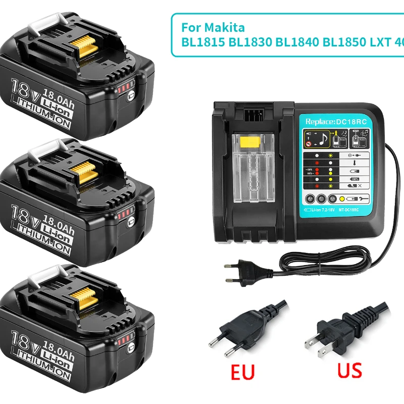 

100% Original Makita 18V 18000mAh Rechargeable Power Tools Battery with LED Li-ion Replacement LXT BL1860B BL1860 BL1850