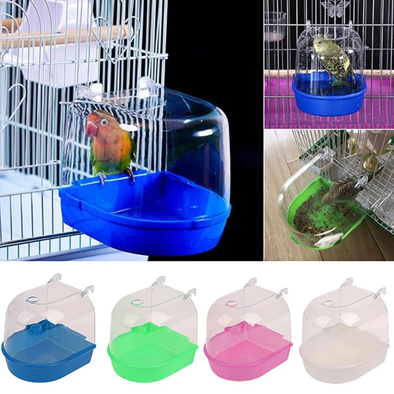 

Hanging Bird Bath Cube Parrots Bathtub Bath Shower Box Cage Accessory for Little Bird Canary Budgerigar Cockatiel Lovebird