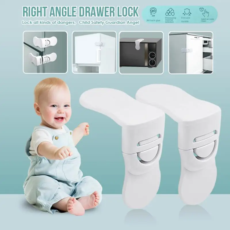 

Child Safety Lock For 6 Months And Above Convenient Installation Right Angle Drawer Lock Baby Anti-trap Cabinet Corner Lock Abs