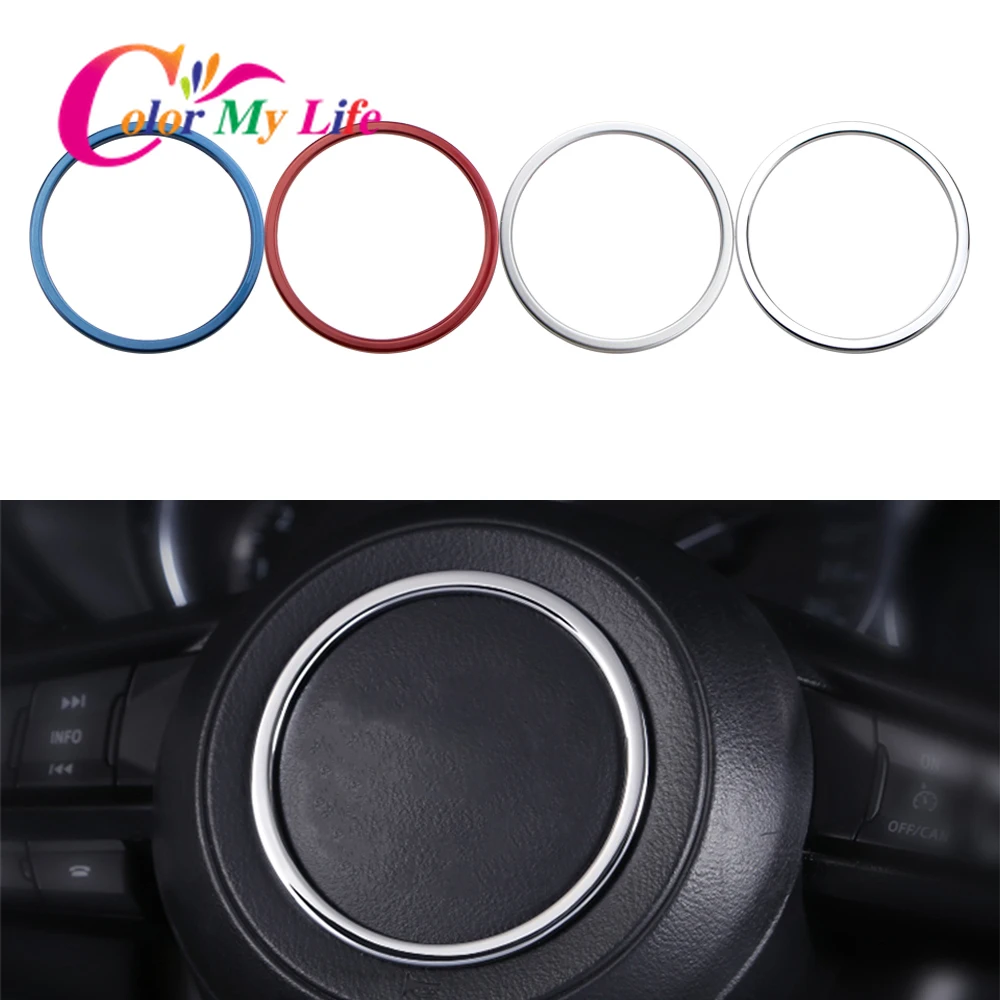 Embellecedor de volante de coche, pegatina de cubierta de lentejuelas circulares para Mazda 3, 6, CX3, CX-3, CX5, CX8, CX, 9, Axela, 2017, 2018, 2019, accesorios