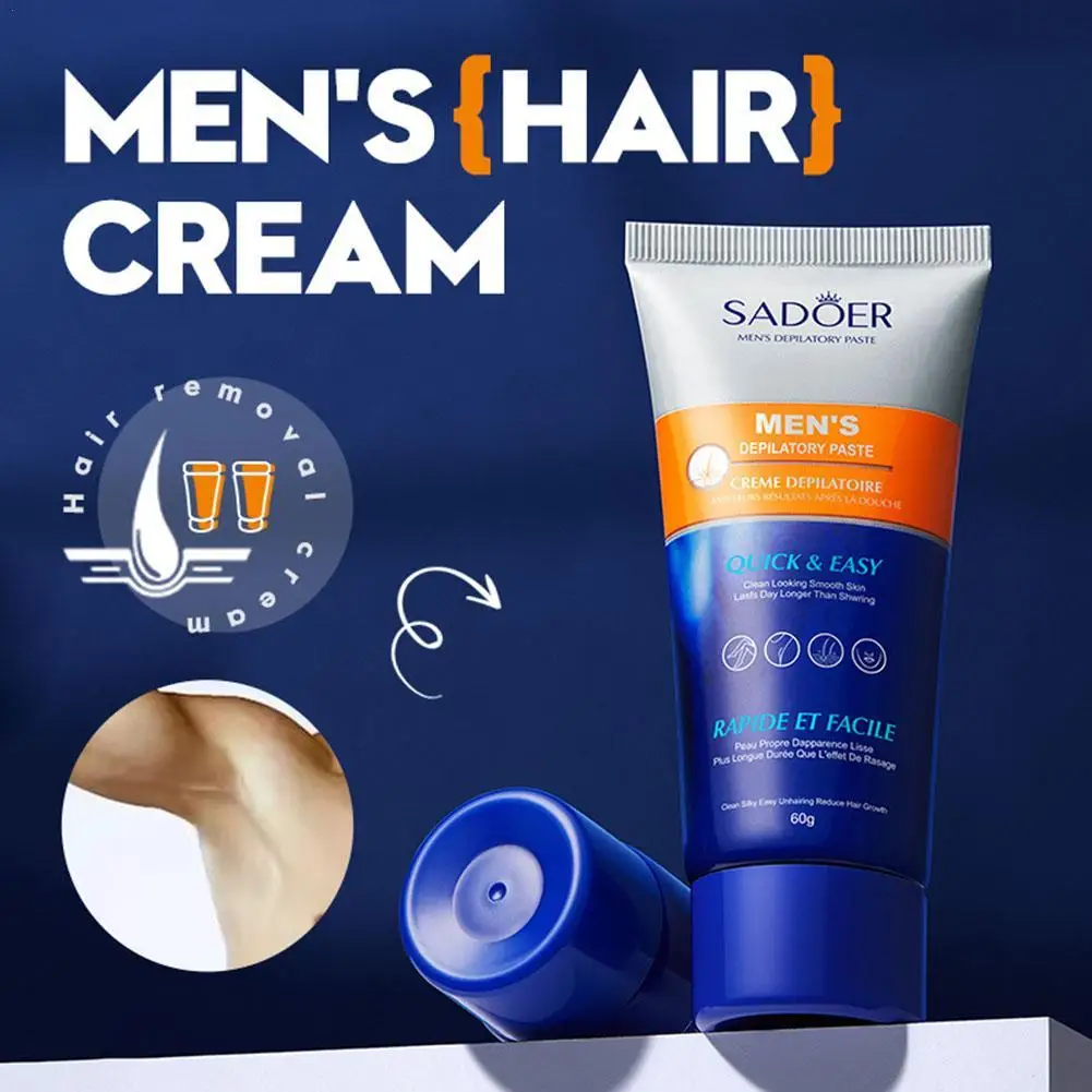 

60g Men Painless Hair Removal Cream Mild No Residue Depilatory Cream Summer Men Leg Arm Hair Private Part Underarm Hair Removal