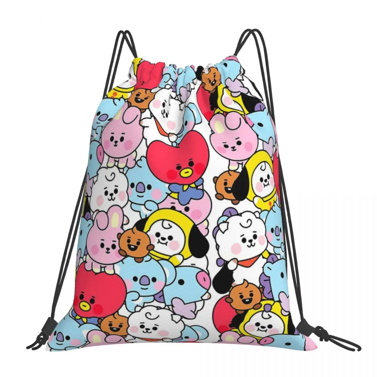 

Baby BT21 Pattern Backpacks Multi-function Portable Drawstring Bags Drawstring Bundle Pocket Shoes Bag Book Bags For Students