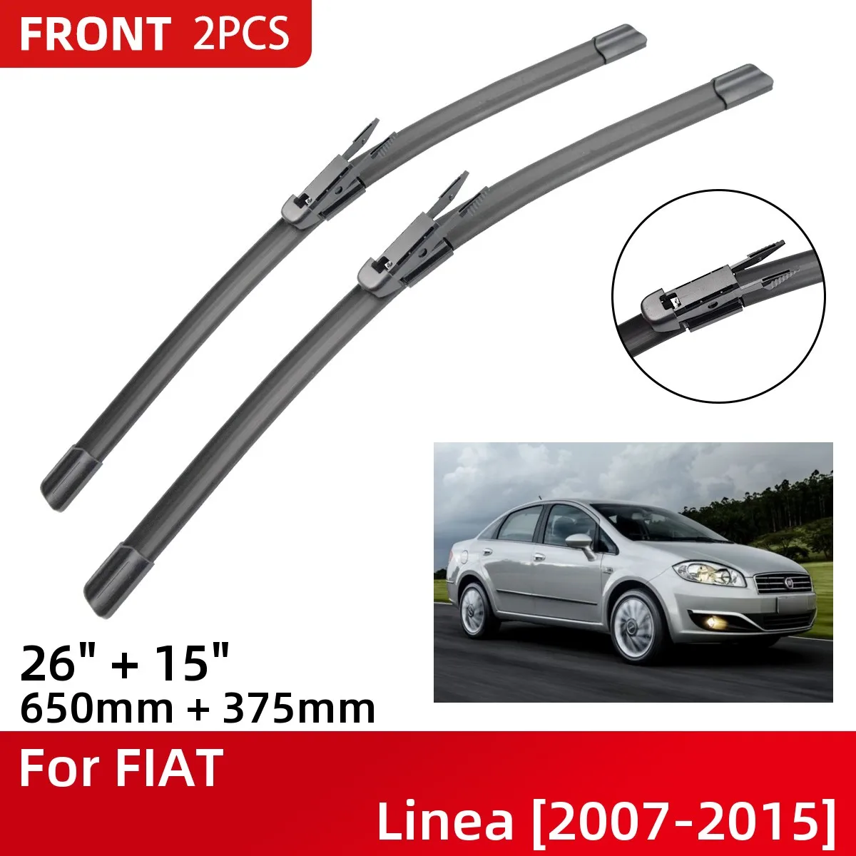 

Front Wiper Blades For FIAT Linea 2007-2015 Windshield Windscreen Window 26"+15" 2007 2008 2009 2010 2011 2012 2013 2014 2015
