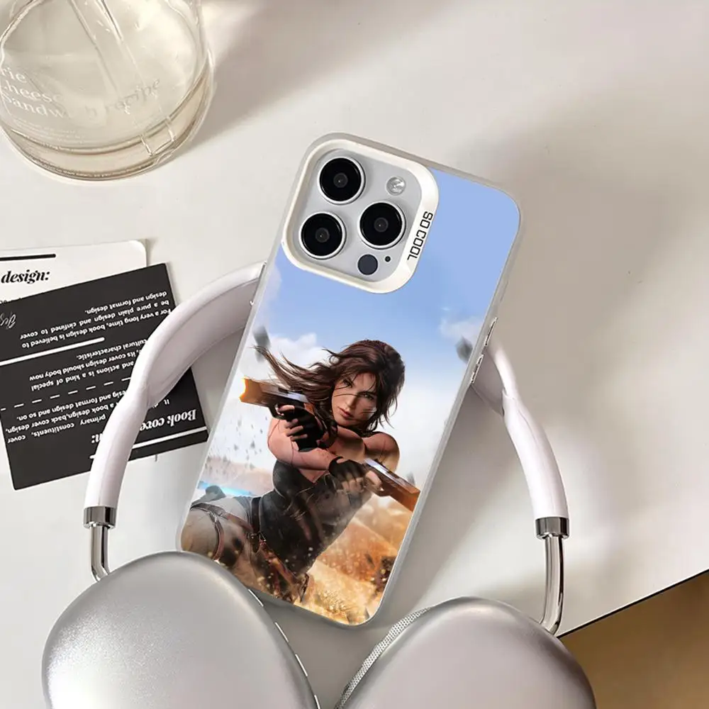 Чехол для телефона L-Lara Croft Tomb Raider Iphone 16-11 Pro Max Xr X Xs 8 7 Plus белый цвет серебристый