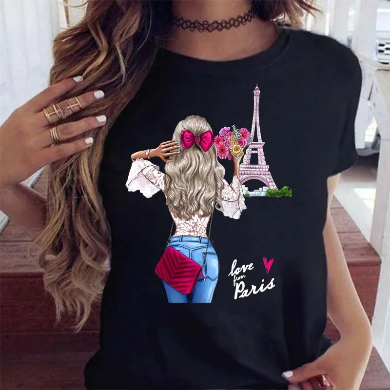 

Summer Fashion Women's T-Shirts 3d Print Tees Lady Beauty Clothing Female Women Short Sleeve Oversized Black White Pink T Shirt