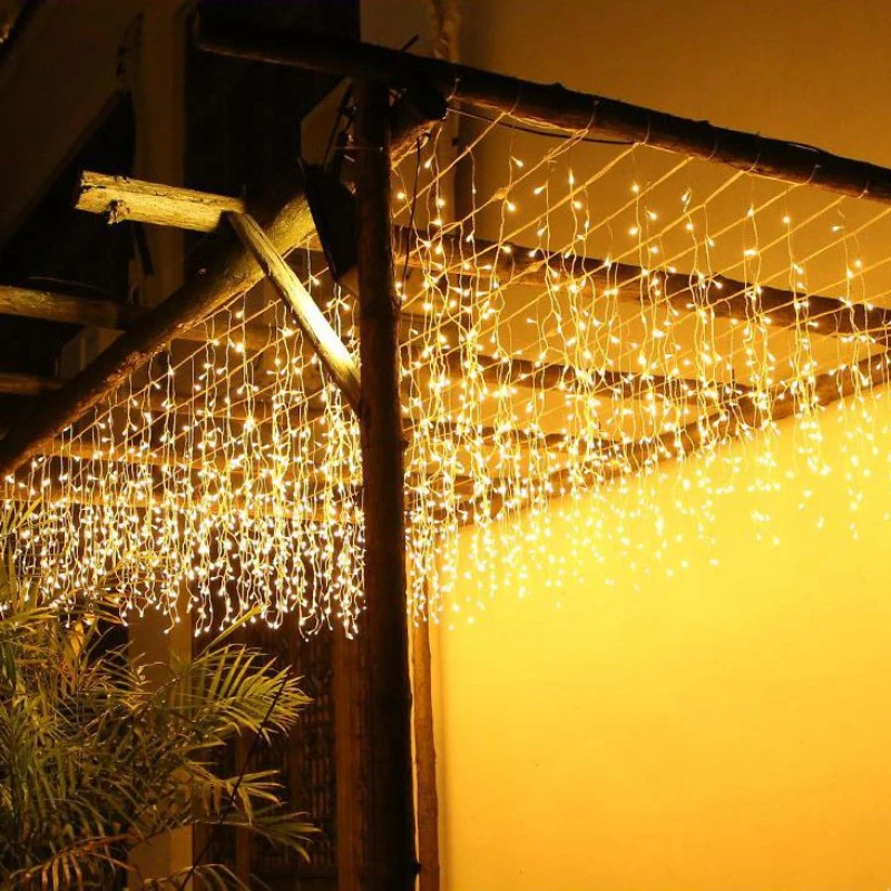 

EU 2024 Christmas Curtain Icicle LED String Lights Droop 0.6-0.8M Decoration for Home Garland Outdoor Party The House Decor