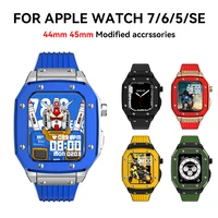 keshuyou g19 watchcase band for apple watch case band 44mm 45mm metal frame strap accessories for iwatch series 7 6 5 se new