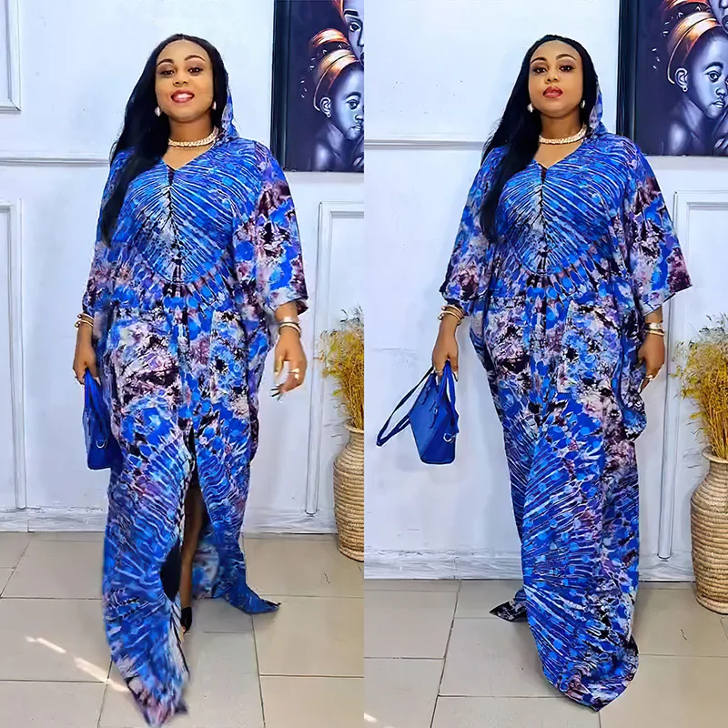 Африканские платья для женщин свободный халат с капюшоном и принтом Дашики