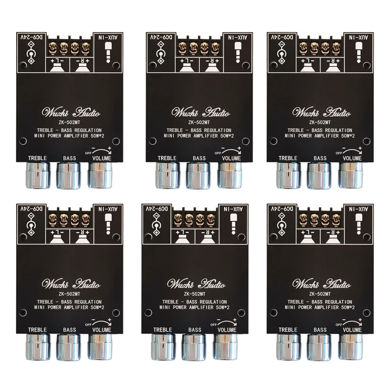

Top Deals 6X ZK-502MT Bluetooth 5.0 Subwoofer Amplifier Board 2.0 Channel High Power Audio Stereo Amplifier Board 2X50W Bass AMP