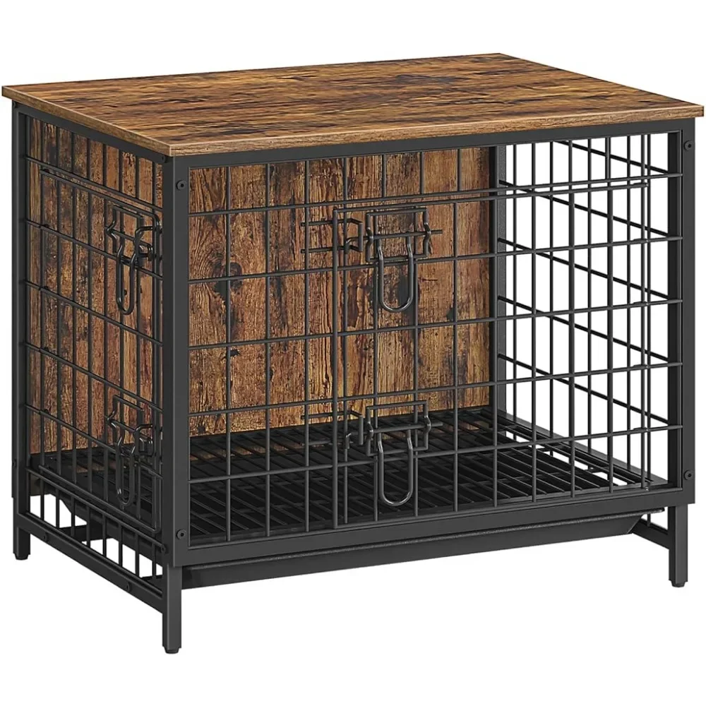 

ALLOSWELL Dog Crate Furniture, телефон со съемным лотком, сверхпрочный стол для собаки с двумя дверцами