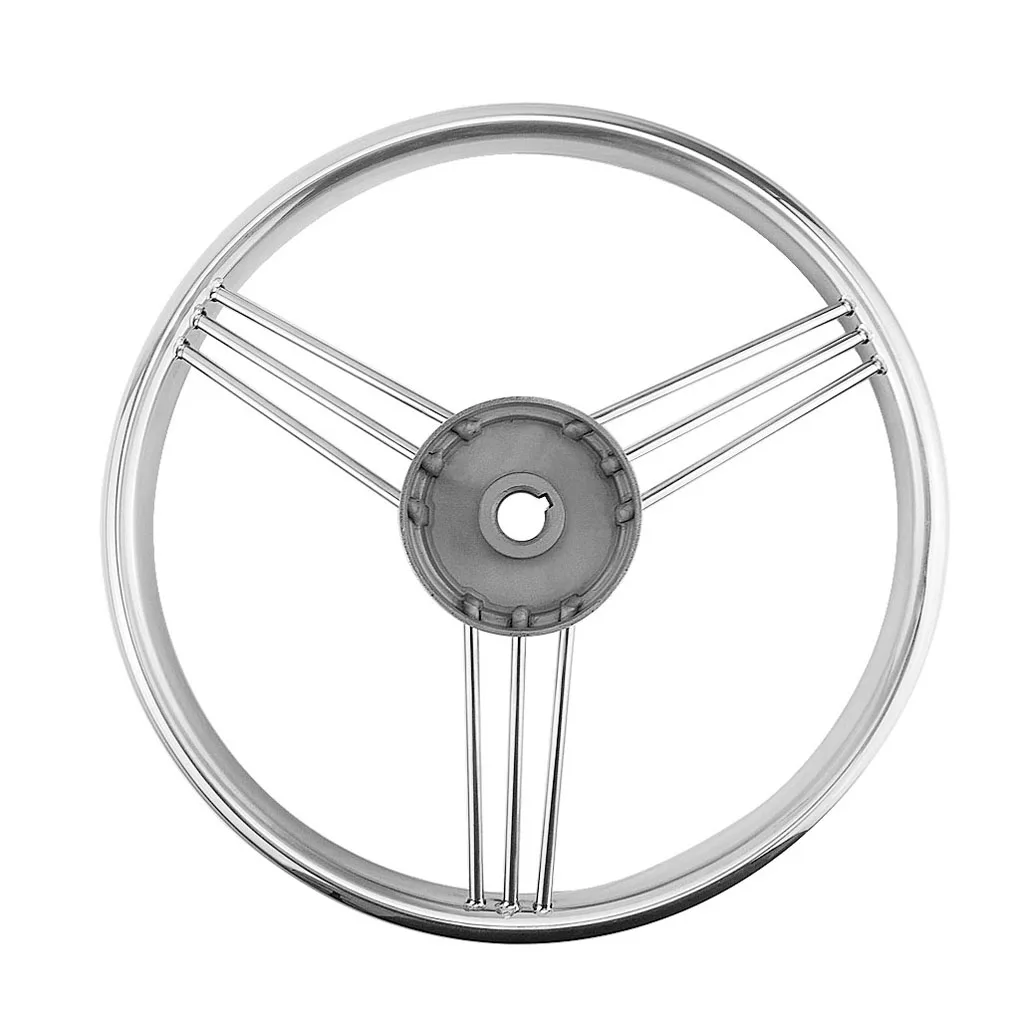 Stainless Steel Boat Steering Wheel Mirror Polished 3/4-inch Shaft 9 Spokes 15 Degree Outdoor Rowing Boats Sailboat Hardware