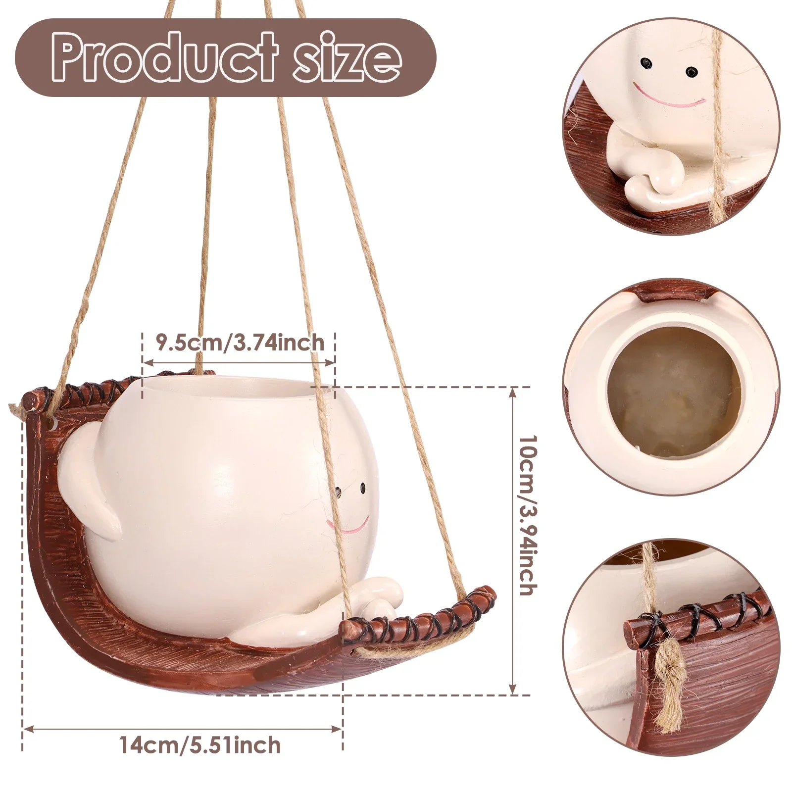 Качели-горшки кашпо с улыбкой для цветов подвесной гамак из смолы растений в