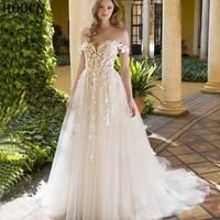 herburnl elegant wedding dress for women 2022 a line sweetheart lace applique floor length button fishbone vestido de novia