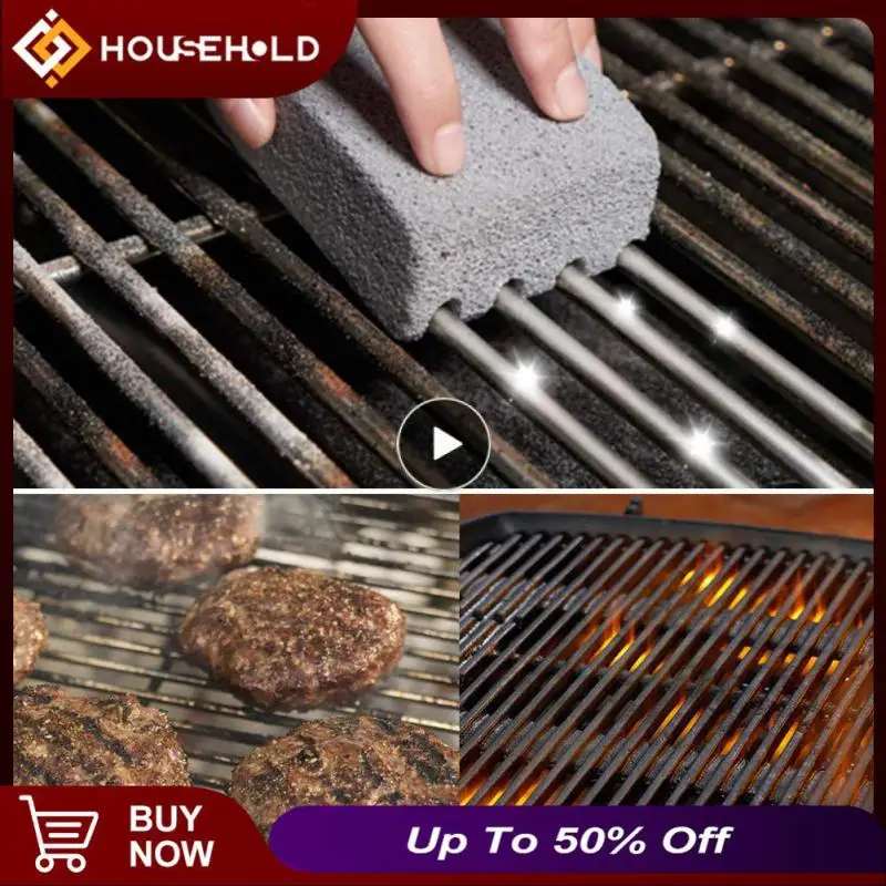 

2/4/6PCS BBQ Grill Cleaning Brick Block BBQ Racks Stains Grease Cleaner Tool Grey Kitchen Gadgets Barbecue Cleaning Stone
