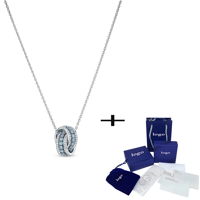 

Новое модное ожерелье с синими кристаллами, Простое Элегантное женское роскошное ювелирное изделие для подруг, романтический подарок на день рождения и год