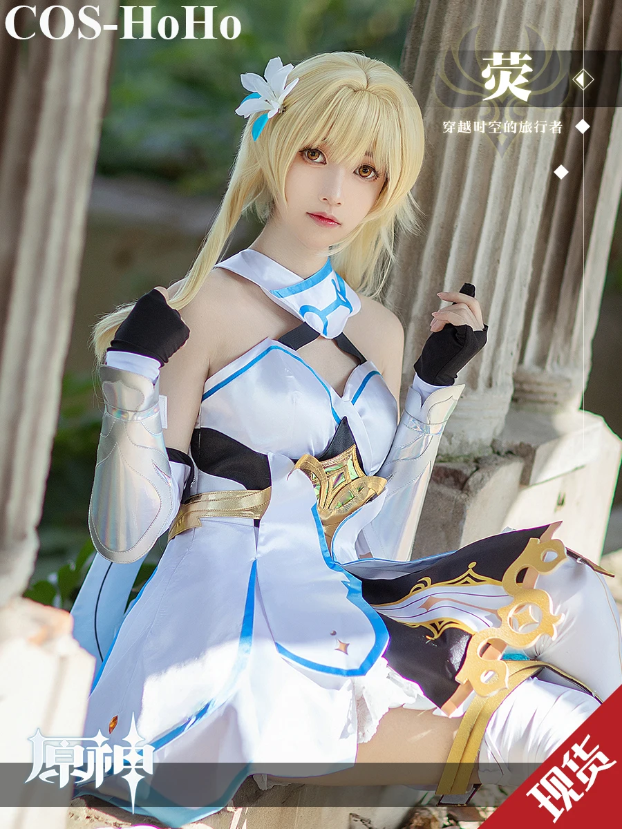 

COS-HoHo Anime Genshin Impact Traveler Lumine Game Suit Gorgeous Dress Lovely Uniform Cosplay Costume Halloween Party Outfit