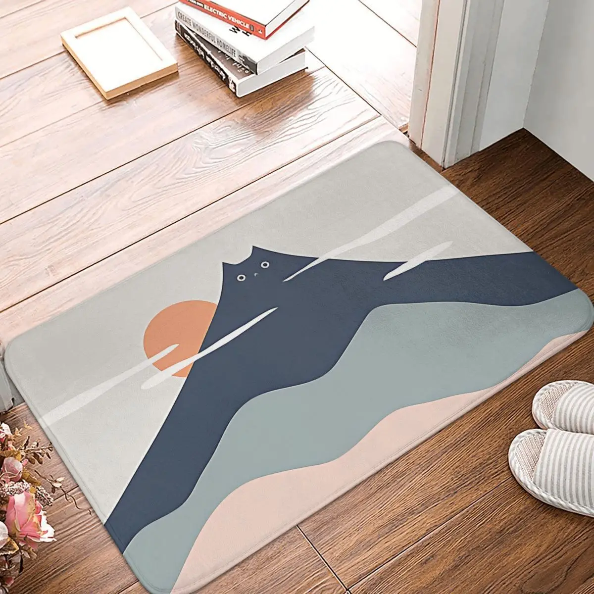 

Cat Anti-Slip Doormat Kitchen Mat Landscape Balcony Carpet Entrance Door Rug Bedroom Decorative
