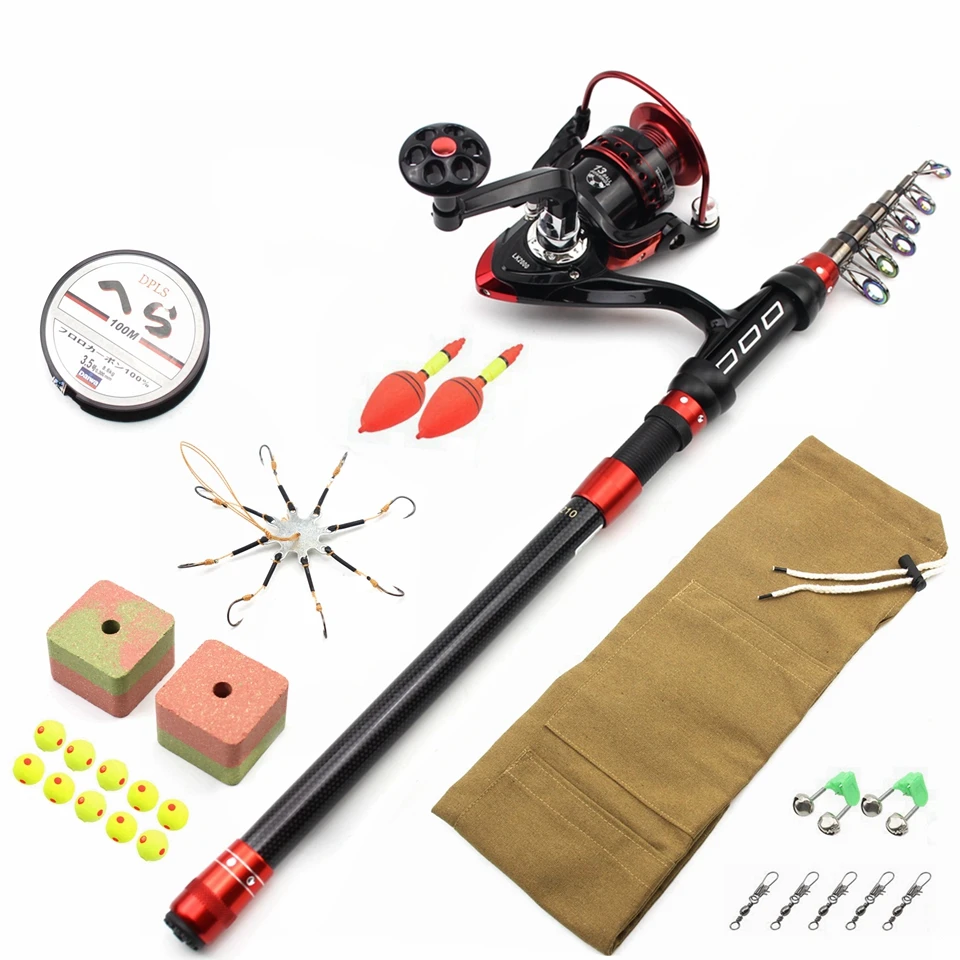 

NEW 1.8M 2.1M Fishing Tackle Spinning Rod Reel Carp Fishing Rod Pole Reel Line Lures Hooks Portable Bag Set Vara De Pesca