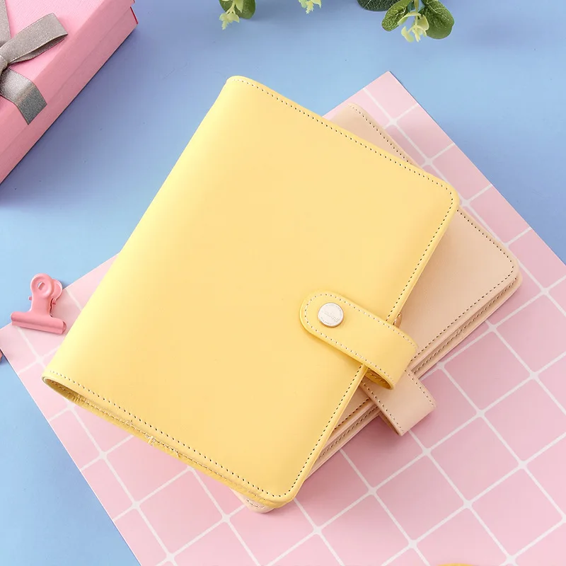 

A5/A6 Button Soft PU Macaroon Loose-Leaf Cover Binder Dairy Notebooks Hard Cover Refill Journal Travelers Leather Cover