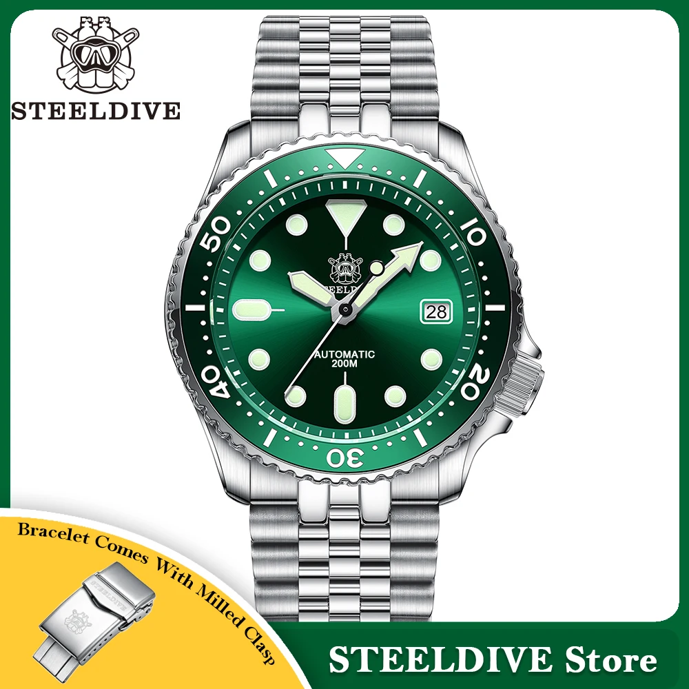 STEELDIVE SD1973 Популярные 41 2 мм тонкие часы с черепахой 200 м водонепроницаемое